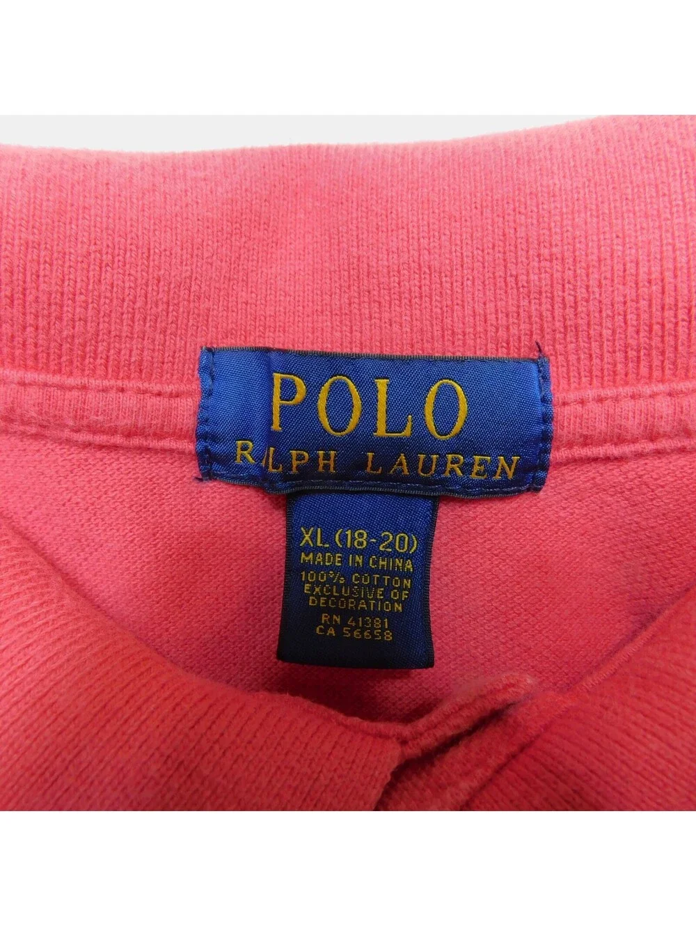 Polo Ralph Lauren Shirt Boys XL 18-20 Coral Pink Red Green Pony Golf Polo Tee